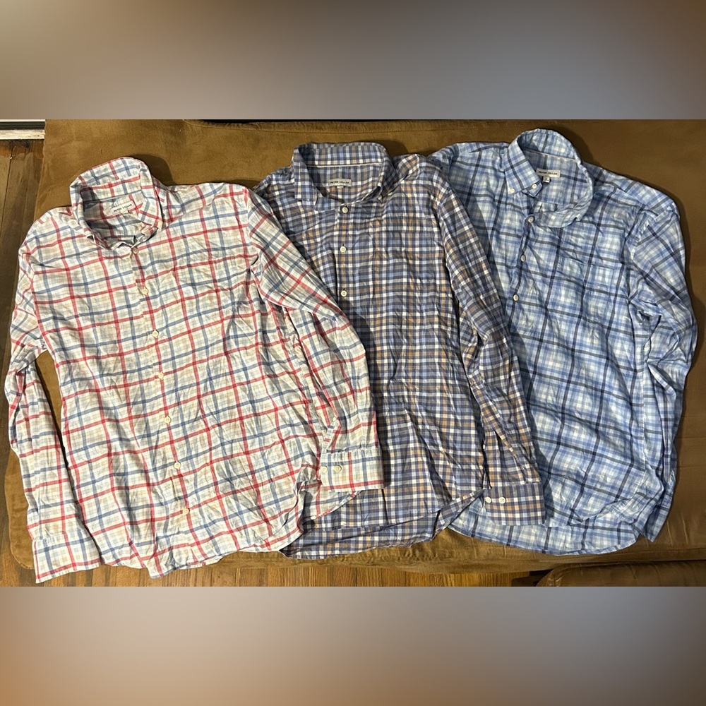 PETER MILLAR Lot of 3 Long Sleeve Button Front Shirts Sizes Large